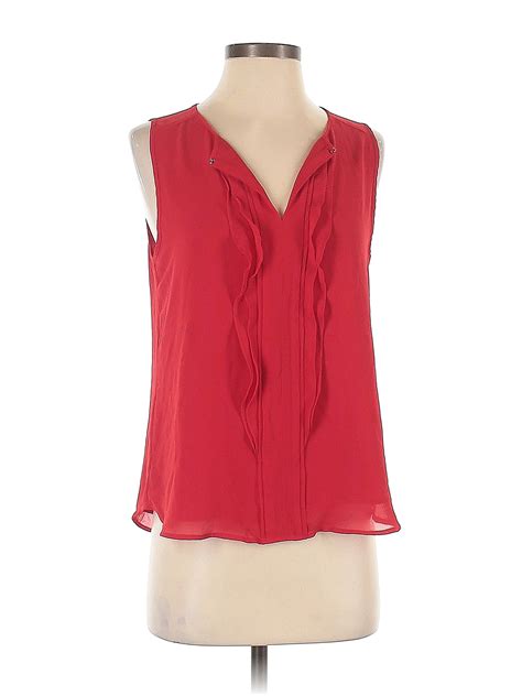 Ann Taylor 100 Polyester Red Sleeveless Blouse Size S 72 Off Thredup