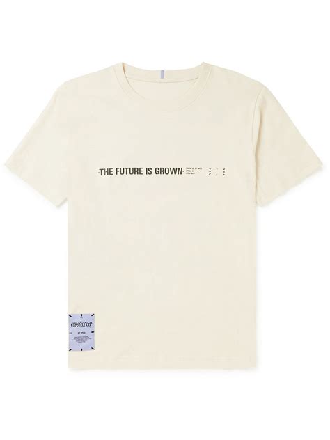 Mcq Grow Up Logo Appliqu D Printed Cotton Jersey T Shirt Neutrals