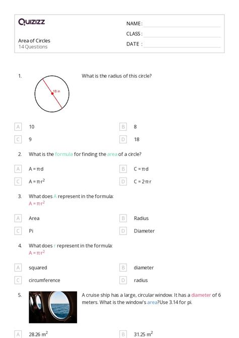 Circles Worksheets For Th Grade On Quizizz Free Printable