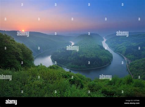 Saar Loop Near Mettlach At Sunrise Merzig Wadern District Saarland