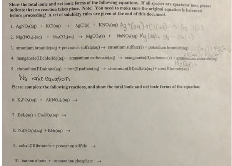 Practice Problems On Net Ionic Equations Worksheets Library