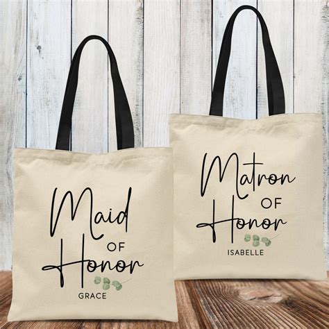 Eucalyptus Maid Of Honor Tote Bag Personalized Matron Of Honor Tote Bag