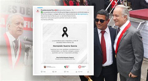 Hernando Guerra García Presidencia Del Perú Envía Condolencias Tras La