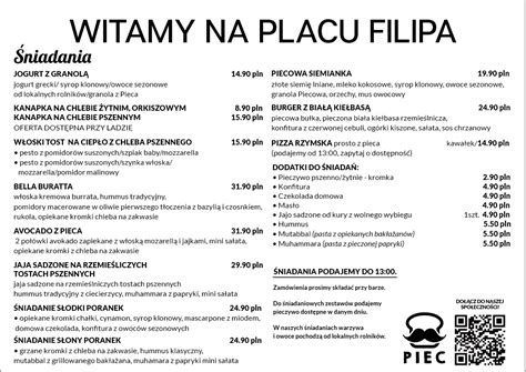 Menu Piekarnia Piec