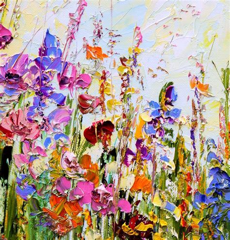 Original Oil Painting Abstract Flowers On Canvas Large Abstract