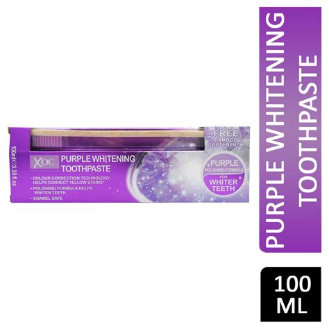 XOC PURPLE WHITENING TOOTHPASTE 100ML FREE TOOTHBRUSH B J Supplies