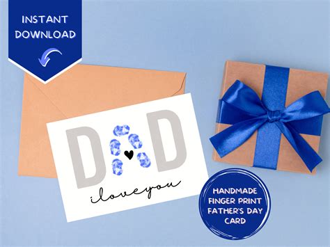 Printable Fathers Day Fingerprint Card Fathers Day Card Finger Print