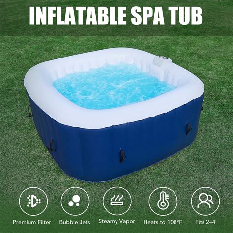 5x5ft Pvc Inflatable Hot Tub Portable Jacuzzi With 120 Air Jets Ideal For 2 4 Blue