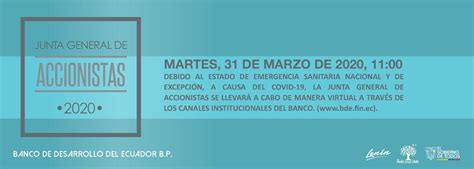 A Los Accionistas Del Banco De Desarrollo Del Ecuador B P Bde