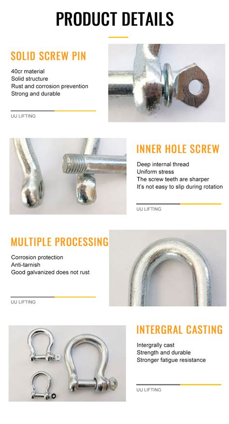 Galvanized Large Dee European Shackle Uu Lifting