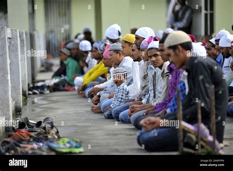 Nepalese Muslim Offering Ritual Prayer During Celebration Of Bakra Eid