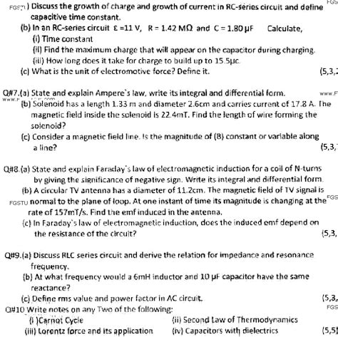 B Sc Physics Paper B Past Paper 2019 Punjab University