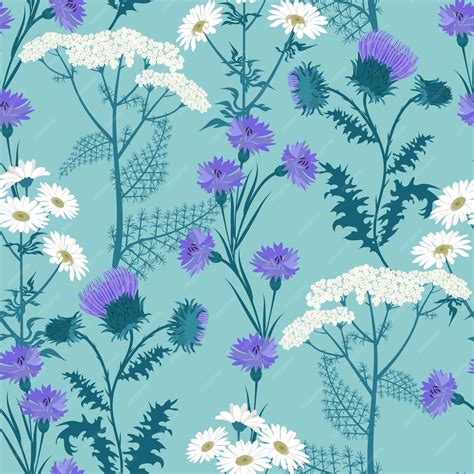 Premium Vector | Seamless vector illustration with wildflowers on a ...