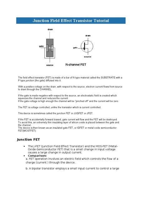 PDF Junction Field Effect Transistor Tutorial DOKUMEN TIPS