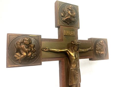 Grand Crucifix Antique J Sus Et Anges Art D Co Catawiki