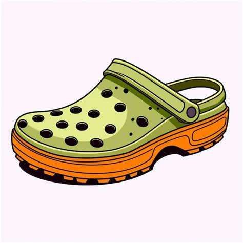 Premium Photo Cartoon Illustration Of A Green And Orange Clogger Shoe