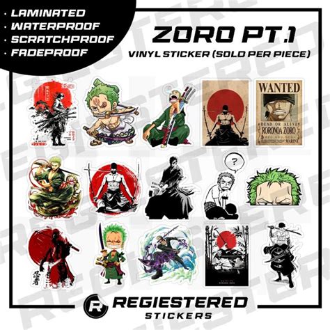 Pt 1 Roronoa Zoro One Piece Vinyl Sticker Waterproof Phone Helmet