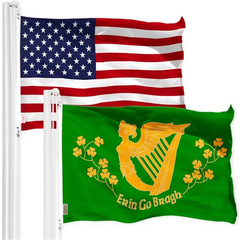 G128 Combo Pack American USA Flag 3x5 Ft Erin Go Bragh Flag 3x5 Ft