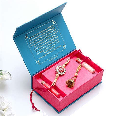 Buy Send Traditional Meenakari Lumba And Kundan Rakhi Set Online FNP