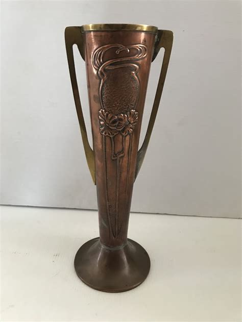 SOLD Antique Beldray Art Nouveau Copper Vase With Brass Handles