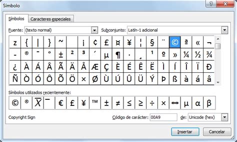 Tabla de símbolos en Excel Excel Total