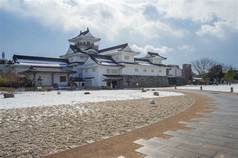 Premium Photo | Toyama castle with snow in toyama city, japan