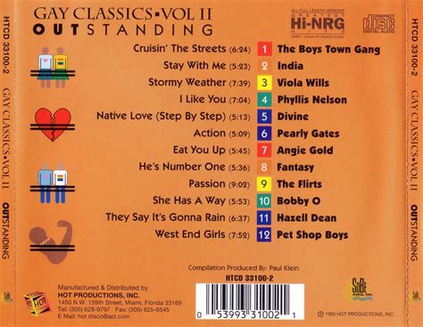 RETRO DISCO HI NRG Gay Classics Vol Outstanding Various Artists Hi NRG S Disco Classics