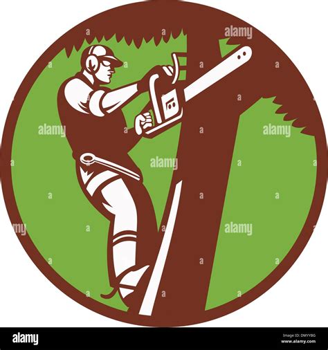 Arborist Tree Surgeon Trimmer Pruner Stock Vector Image Art Alamy