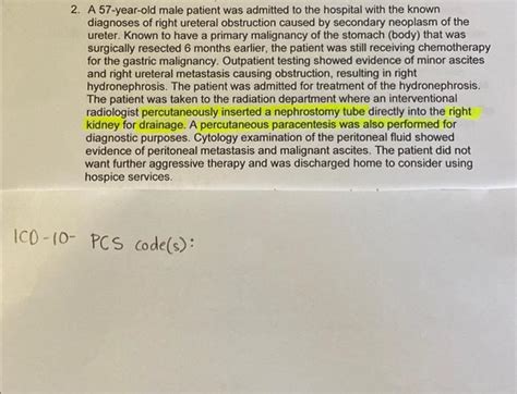 Solved 2 A 57 Year Old Male Patient Was Admitted To The Chegg