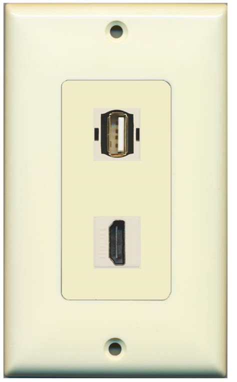 Riteav Usb A A And Hdmi Port Decorative Wall Plate Light Almond