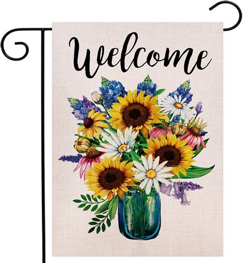 Amazon Welcome Spring Garden Flag 12x18 Double Sided Burlap