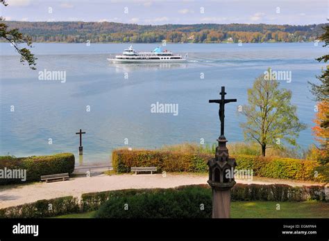 Memorial Cross For King Ludwig Ii In Lake Starnberg In Berg Five