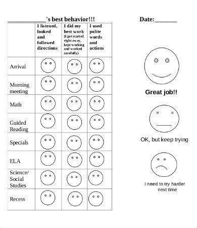 13+ Free Printable Behavior Charts in PSD | Illustrator | Word | PDF