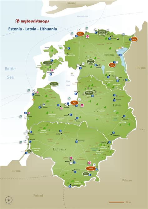 Tourist Map Of Estonia Latvia And Lithuania