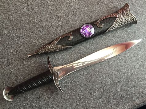 Athame Dagger Purple Triple Moon Pentagram Celtic Etsy