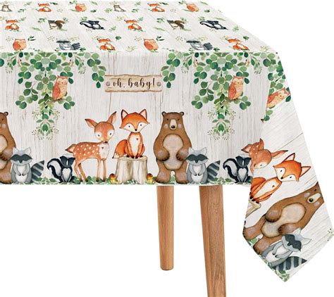 Amazon Yuzioey Pack Woodland Baby Shower Tablecloths Forest