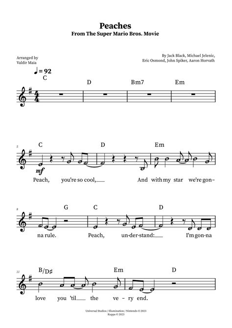 Peaches Arr Valdir Maia By Jack Black Sheet Music For Lead Sheet