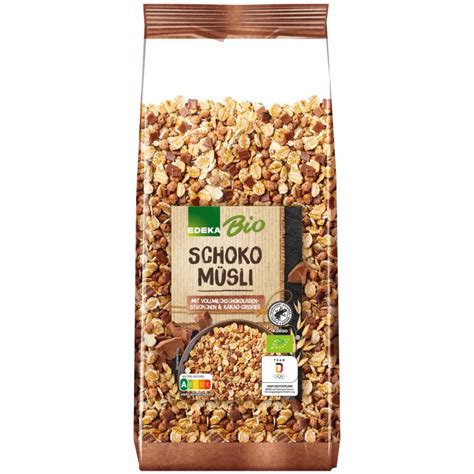 Edeka Bio Schoko Müsli mit Vollmilchschokoladenstückchen und Kakao Ni