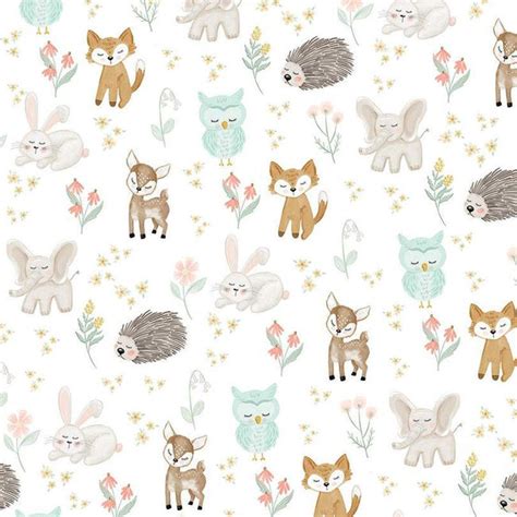 Designer Flannel White Its A Girl Baby Animals Flannel Fabric Riley