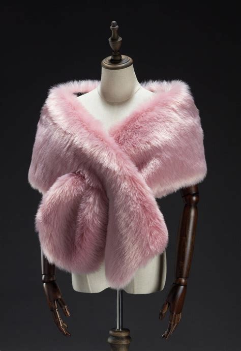 Pink Faux Fur Wrap Bridal Fur Stole Fur Cape Wedding Stole Etsy