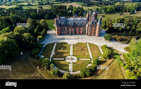 Aerial View Of The Castle Of Trévarez In Brittany France Red Brick