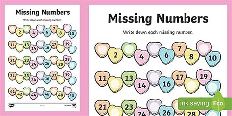 Valentines Day Missing Number Worksheet Teacher Made