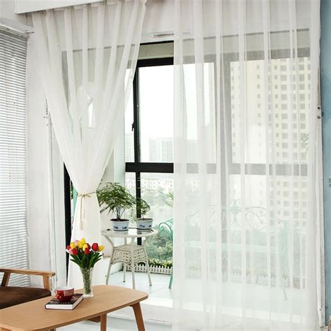 Thick Solid Cotton Curtain Balcony Linen Yarn White Gauze Curtains