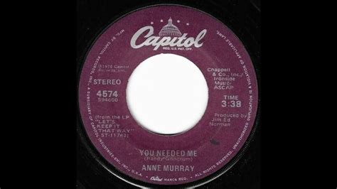 1104 You Needed Me Anne Murray 1 On This Day 1978 Youtube