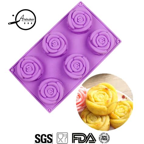 Atekuker Rose Flower Silicone Molds For Cakes Baking Tools Pastry Mould