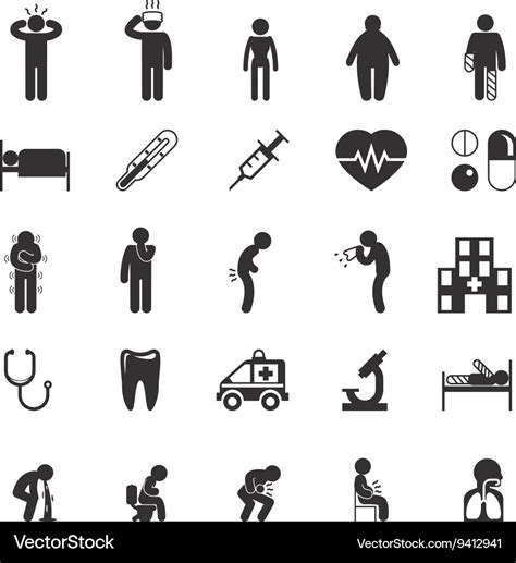 Sick Icons People Pictograms Royalty Free Vector Image