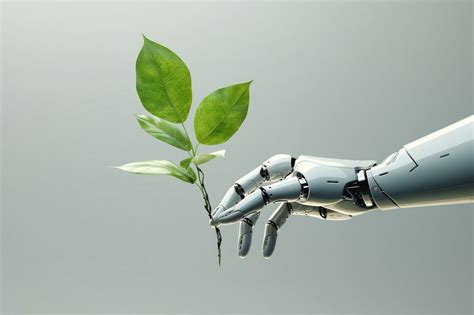 3d Robot Hand Holding A Green Leaf Images Free Photos Png Stickers