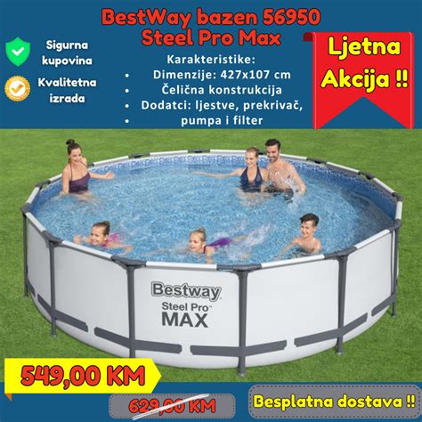 AKCIJA BestWay Bazen Steel Pro MAX 427x107cm 56950 Bazeni OLX Ba