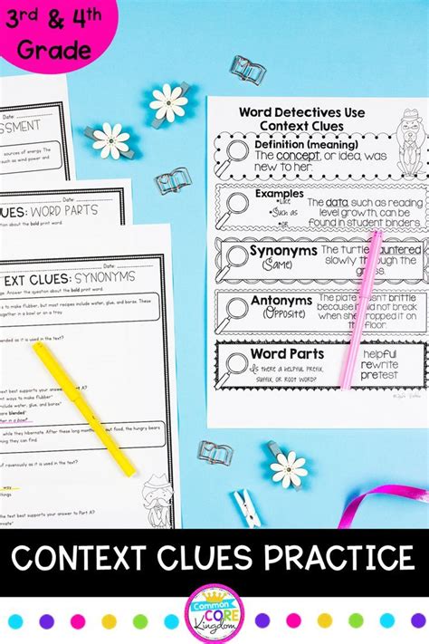 Context Clues Targeted Practice 4th And 5th Grade Printable