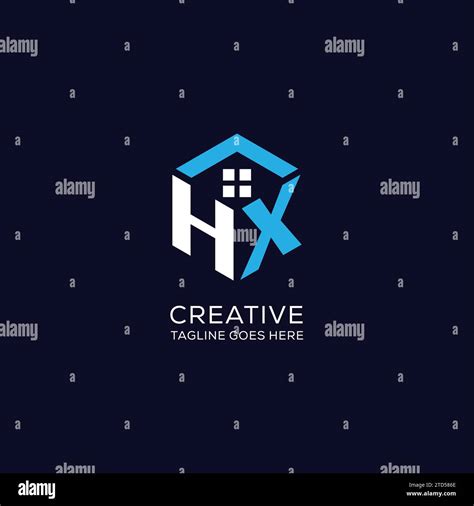 Initial Logo HX Monogram With Abstract House Hexagon Shape Clean And